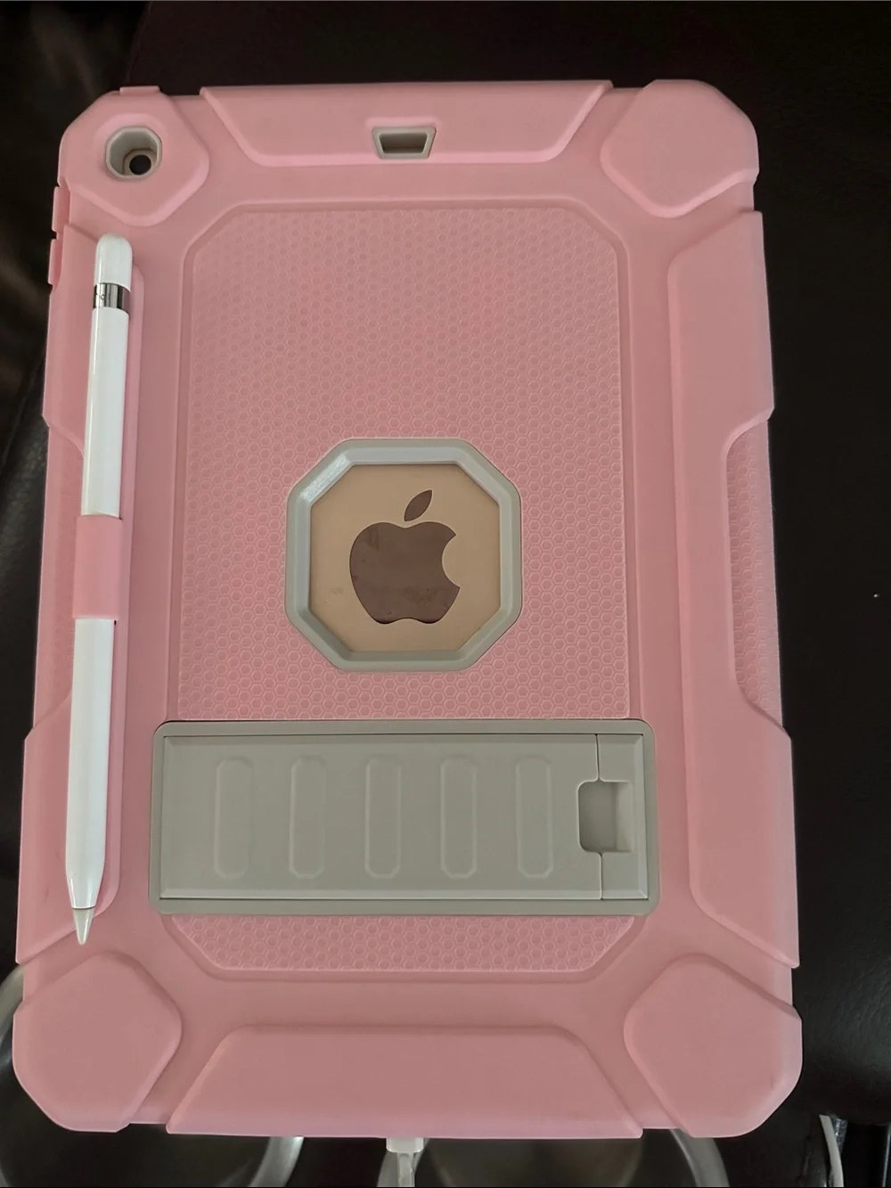 Apple Tablet with Pink Protective Case and Apple Pencil